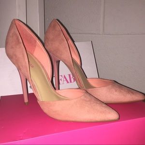 Peach suede heels